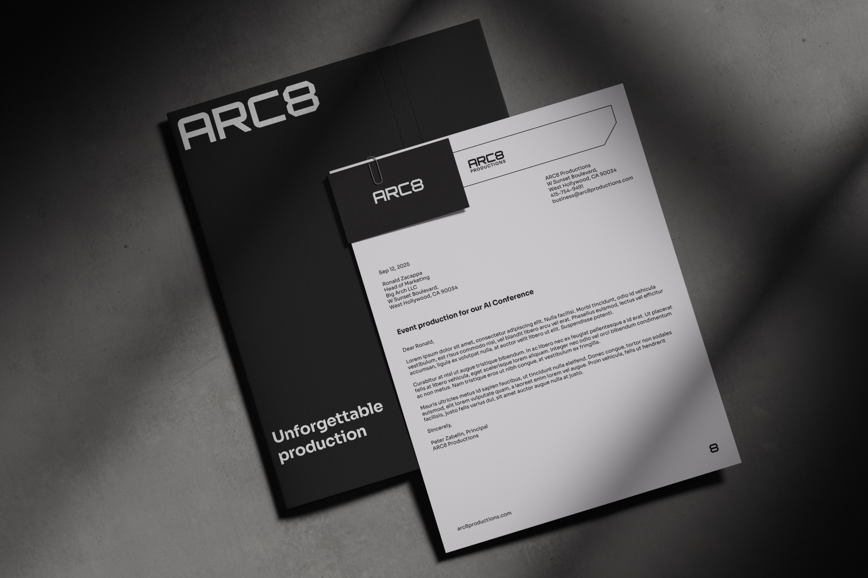 ARC8 Productions stationery