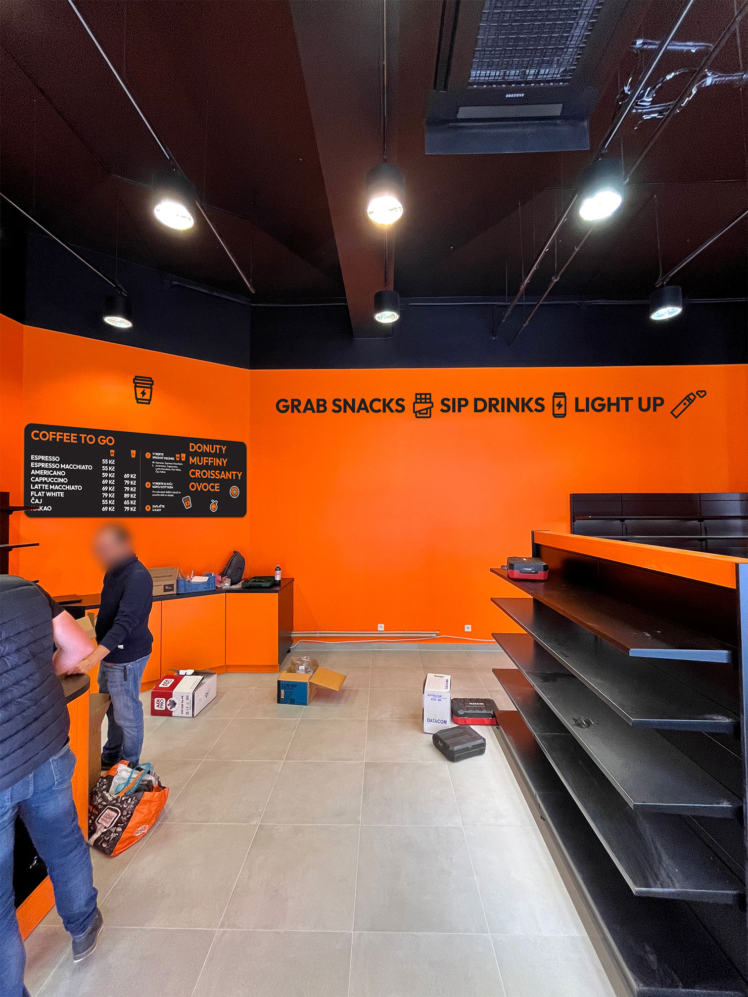 Pitstop interior coffee menu