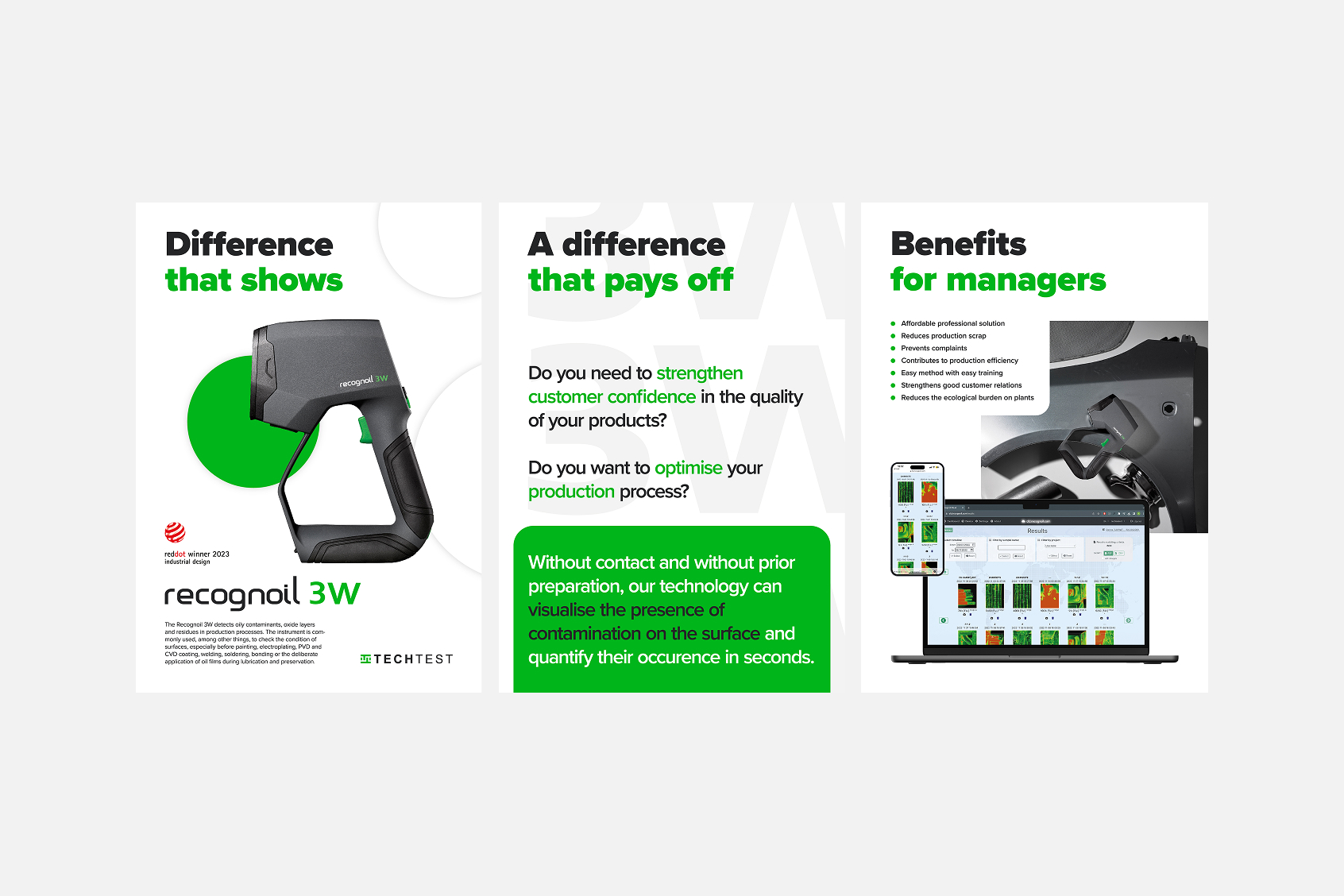 TechTest P2C event booth design posters